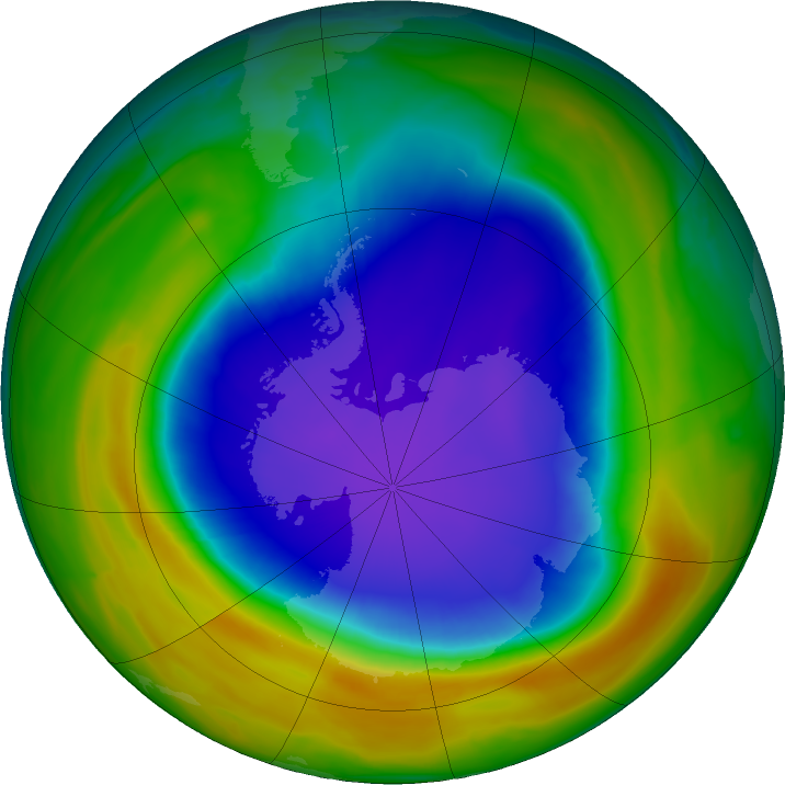 Antarctic ozone map for 26 October 2018